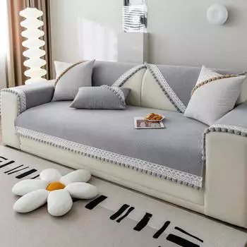 Легкая роскошная диванная подушка из синели, простая французская универсальная нескользящая ткань для четырех сезонов, чехол для дивана 70*70cm
