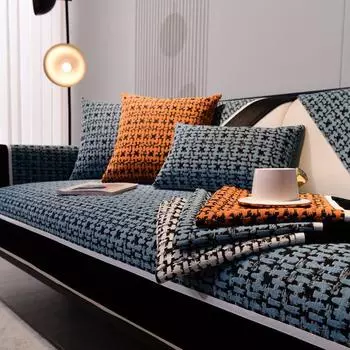 Легкая роскошная диванная подушка из синели, универсальный нескользящий коврик на четыре сезона, чехол для дивана, полное покрытие, тканевый чехол 70*70cm