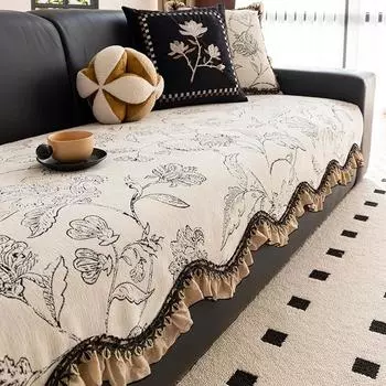 Легкая роскошная французская диванная подушка Seasons New Retro Skirt Edge High-end Feeling нескользящая кожаная наволочка для подушки 90x70cm 1pcs