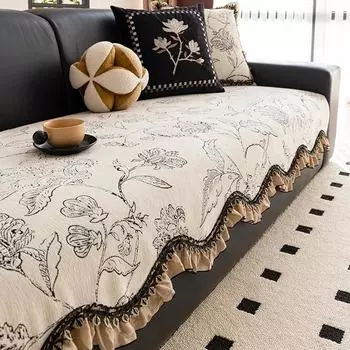 Легкая роскошная французская диванная подушка Seasons New Retro Skirt Edge High-end Feeling нескользящая кожаная наволочка для подушки 90x3002