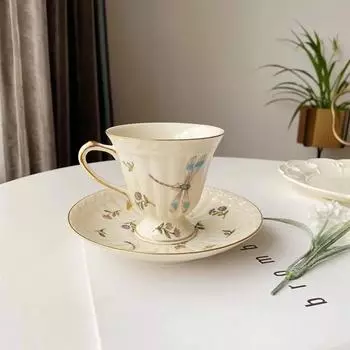 Легкая роскошная керамическая кофейная чашка, европейская изысканная позолоченная кружка и набор тарелок для домашнего послеобеденного чая, праздничный подарок 250 мл 250ml