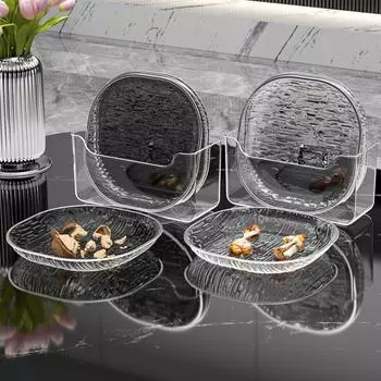 Легкая роскошная конфетница прозрачный поднос для закусок коробка для хранения обеденная тарелка гостиная бежевый