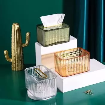 Легкая роскошная коробка для салфеток, бытовая гостиная, столовая, ящик для хранения бумаги с пружиной, многофункциональный прозрачный белый
