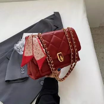 Легкая роскошная красная сумка через плечо высокого класса для женщин, новая модная сумка-цепочка высокого качества Sense Plaid, популярная текстура, сумка через плечо (20cm<Max Length<30cm)