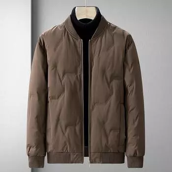 Легкая роскошная куртка-пуховик с бейсбольным воротником для мужчин, осень-зима 90-х годов, модная повседневная теплая куртка-пуховик с белым утиным пухом M