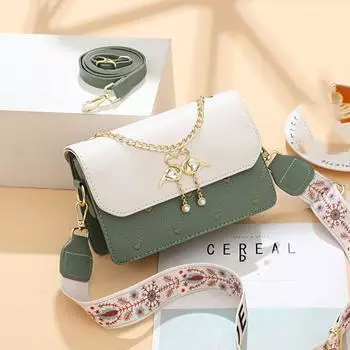 Легкая роскошная маленькая квадратная сумка на цепочке, женская сумка, новая универсальная сумка через плечо, сумка через плечо для отправки подруге, длина 20 см, высота 14 см, ширина 7 см синий