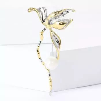 Легкая роскошная медная брошь с пресноводным жемчугом «Магнолия», модная высококачественная женская брошь для костюма, кардигана, корсажа, ювелирные изделия