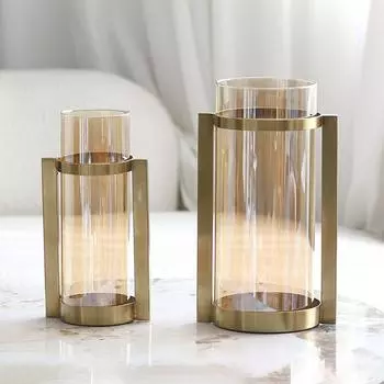 Легкая роскошная металлическая ваза для входа, тумба под телевизор, домашний простой современный стеклянный цветочный орнамент, модель комнаты, аксессуары для журнального столика Section A M06782