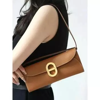 Легкая роскошная мини-сумка премиум-класса Pig Nose Epsoms Palm Pattern из коровьей кожи Wo для подмышек, сумка через плечо, сумка на плечо, французская сумка-палка 24-2.5-10cm box золотой/коричневый