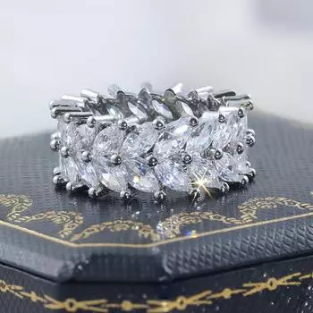Легкая роскошная мода, продажа кольца из цельного циркония, блестящие высококачественные ювелирные изделия класса ААА для посещения банкета, свадьбы, вечеринки 10 белый