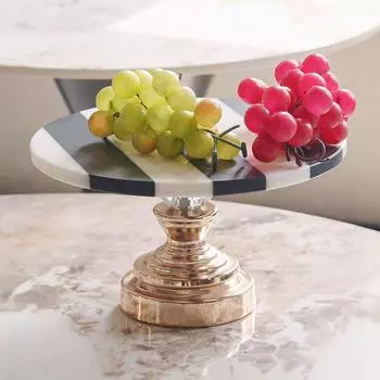 Легкая роскошная модель украшения комнаты геометрический полосатый мрамор металлическая тарелка для фруктов гостиная рабочий стол поднос для закусок и торта