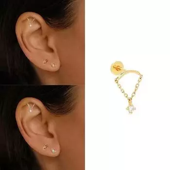 Легкая роскошная модная цепочка для пирсинга сережек для женщин с подвеской из циркона, кисточкой, пирсингом хряща уха, ушным кольцом, ювелирным украшением для мочки уха A2