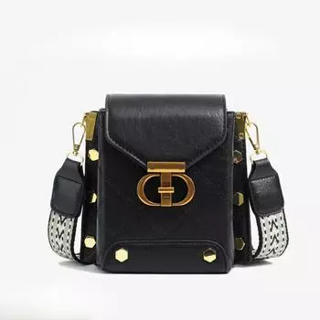 Легкая роскошная модная маленькая сумка женская Tide High-End Texture Niche Messenger Bag чёрный