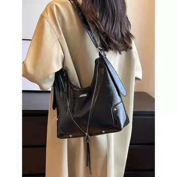 Легкая роскошная модная сумка через плечо, высококачественный дизайн на молнии, прочная сумка через плечо, новая осенне-зимняя популярная сумка-ведро для поездок на работу (30cm<Max Length<50cm)