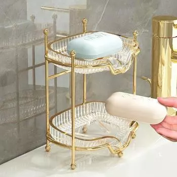 Легкая роскошная мыльница для ванной комнаты в форме листа, самоосушающаяся мыльница с металлическим кронштейном, аксессуары для ванной комнаты