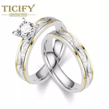 Легкая роскошная ниша из титановой стали, пара против кольца, европейская и американская мода, универсальное двухцветное золотое кольцо с цирконом 5