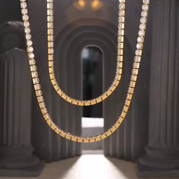 Легкая роскошная нишевая полностью бриллиантовое циркониевое ожерелье цепочка на шею титановая стальная цепочка покрытая 18-каратным настоящим золотом не выцветающая ювелирная продукция