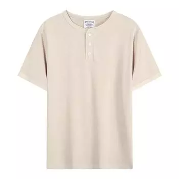 Легкая роскошная однотонная американская ретро-футболка с воротником Old Henry и короткими рукавами M