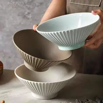 Легкая роскошная однотонная керамическая миска в японском стиле для ресторана, миски для рамена, домашние деликатесы, суповая миска, изысканная столовая посуда