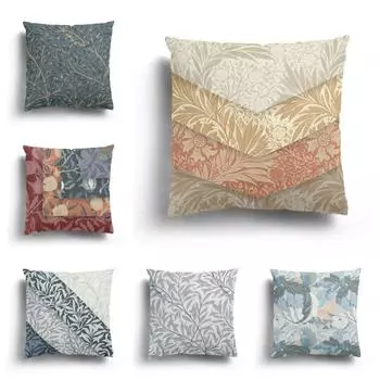 Легкая роскошная плюшевая наволочка с изображением растений и цветов для украшения дома, чехол для диванной подушки с рисунком в виде мультфильма 40x40cm