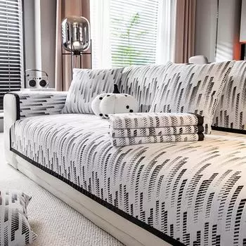 Легкая роскошная подушка для дивана Four Seasons, универсальный нескользящий чехол для дивана, шенилл, черный, белый, тканый коврик для дивана, коврик для гостиной 70x70cm 1pcs