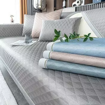 Легкая роскошная подушка для дивана из ледяного шелка Лето Лето Лето Лето Коврик для льда Современный простой высококачественный дышащий нескользящий чехол для дивана 70*70cm