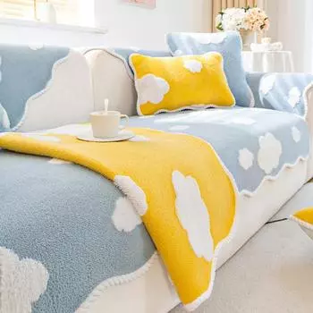 Легкая роскошная подушка для дивана, зимняя плюшевая подушка для сиденья, утолщенный теплый и противоскользящий чехол для дивана, новая ткань 70*70cm