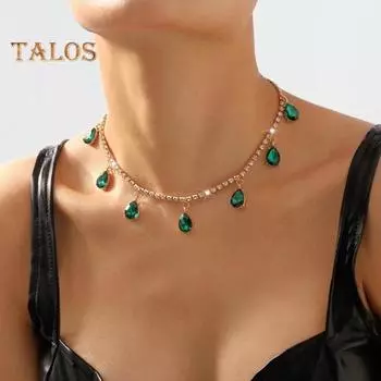 Легкая роскошная подвеска в стиле ретро с геометрическим рисунком капли воды, однослойное ожерелье с персонализированной ключицей белый