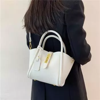 Легкая роскошная популярная женская сумка на осень. Новая сумка через плечо с узором личи и высококачественной сумкой-ведром для воды. Универсальная диагональная сумка.