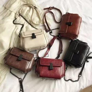 Легкая роскошная простая сумка женская новая модная сумка из искусственной кожи на одно плечо с косой ручкой, модная универсальная сумка на цепочке