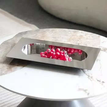 Легкая роскошная прямоугольная тарелка для фруктов из нержавеющей стали, легкая роскошная модель для дома, гостиной, поднос для хранения, декоративные украшения