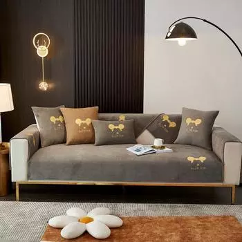 Легкая роскошная расширенная подушка для дивана из синели, нескользящая, простая, универсальный чехол для дивана Four Seasons, полный комплект, подушка, одеяло, спинка, полотенце 70*70