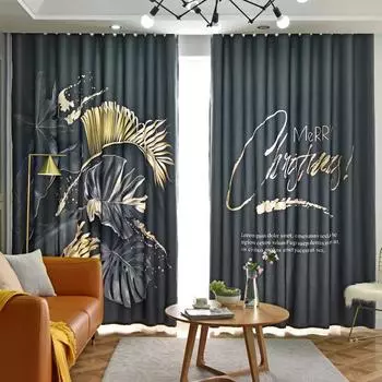 Легкая роскошная современная простая гостиная с высокой степенью затемнения занавеска 2023 новая спальня полное затемнение ткань крючковый тип перфорация модель 2 шт W55 X H120cm X 2&HOOK