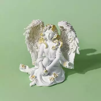 Легкая роскошная статуэтка ангела из смолы, мультяшная цветочная фея, свечные украшения, фигурка ангела-хранителя, стол style 1