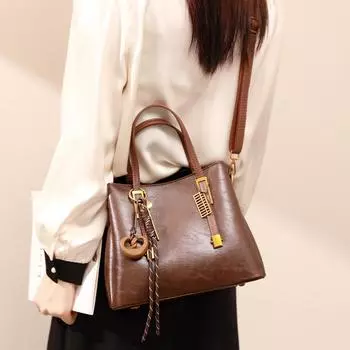 Легкая роскошная сумка большой вместимости для повседневных поездок на работу, сумка через плечо «все в одном» в осенне-зимнем цвете майяра коричневый