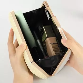 Легкая роскошная сумка для ужина с замком открывания и закрывания, с подкладкой, предотвращающей выпадение вещей, с цепочкой из бисера, большой вместимости 17*12*5cm белый