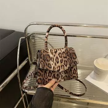 Легкая роскошная сумка-мессенджер Niche Design, высококачественная сумка-мессенджер с леопардовым принтом, женская модная универсальная сумка для поездок на работу, маленькая квадратная сумка коричневый