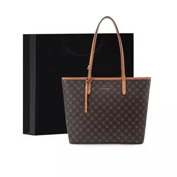 Легкая роскошная сумка Модная сумка с принтом Большая вместительная сумка через плечо коричневого цвета шириной 33-40 см, высотой 12 см, 29,5 см кофейный