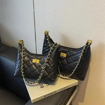 Легкая роскошная сумка-подмышка с ромбовидной цепочкой, женская осенне-зимняя простая сумка через плечо, высококачественная сумка-мессенджер Small: 24 * 9 * 20