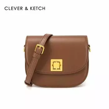 Легкая роскошная сумка, сумка для подмышек, сумка через плечо, мини-седло, длина 18 см, ширина 6,5 см, высота 15 см коричневый