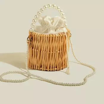 Легкая роскошная сумочка, новая французская вязка, жемчужная цепочка, универсальная сумка для телефона на одно плечо с косой петлей Mini(Max Length<20cm)