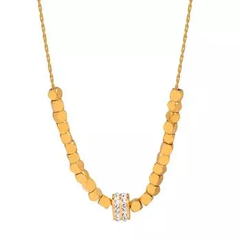 Легкая роскошная ювелирная ниша с геометрическим дизайном, круглая инкрустированная циркониевая подвеска, титановая сталь, позолоченное ожерелье в виде кубика сахара