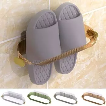Легкая роскошная вешалка для хранения тапочек, вешалка для полотенец, настенная вешалка для ванной комнаты, неперфорированная полка для хранения обуви прозрачный
