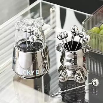 Легкая роскошная вилка для фруктов, бытовая посуда из нержавеющей стали, симпатичная, высококачественная, креативная система хранения