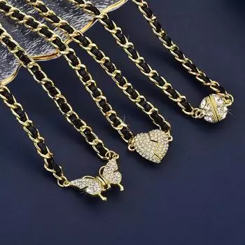 Легкая роскошная высококачественная инкрустированная бриллиантами магнитная присоска Love ожерелье Персонализированная и модная женская тканая цепочка на ключицу 38cm