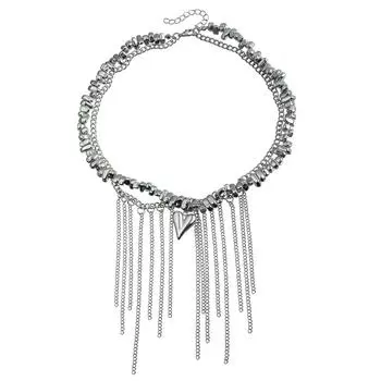 Легкая роскошная высококачественная нержавеющая сталь текстура любовь ключичная цепочка модное чувство кисточка ожерелье для женщин