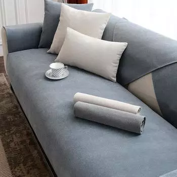 Легкая роскошная высококачественная подушка для сиденья дивана, универсальное полотенце на четыре сезона, хлопчатобумажная ткань, льняной чехол, сплошной цвет, полностью покрытый чехол, летний нескользящий 70*70cm