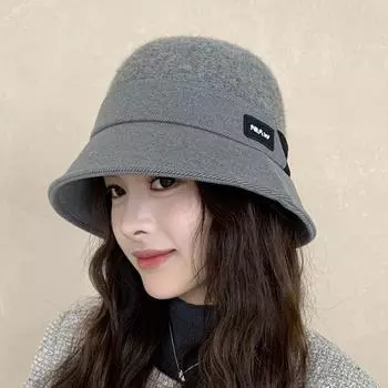 Легкая роскошная высококачественная шерстяная шапка женская осенне-зимняя толстая теплая вязаная шапка рыбака универсальная однотонная шляпа-цилиндр One size чёрный