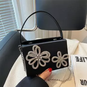 Легкая роскошная высококачественная женская сумка через плечо с цепочкой, корейский дизайн, Sense Diamond Flower, новая поп-сумка, модная квадратная мини-сумка Mini(Max Length<20cm)