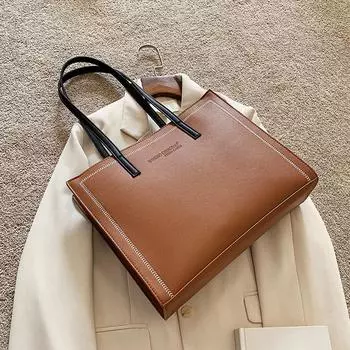 Легкая роскошная женская сумка большой емкости, новая модная квадратная сумка из искусственной кожи на одно плечо, универсальная сумка для поездок на работу, сумка-тоут (20cm<Max Length<30cm)